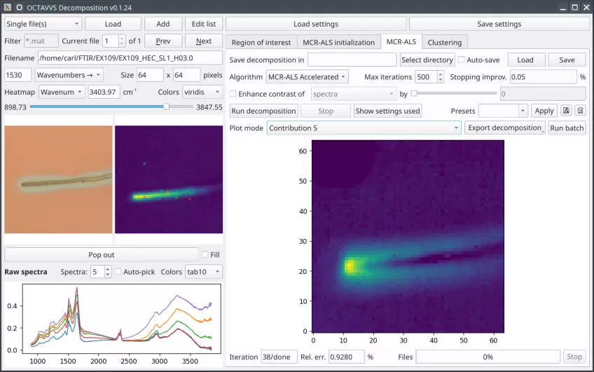 Screenshot of MCR-ALS analysis in the OCTAVVS software